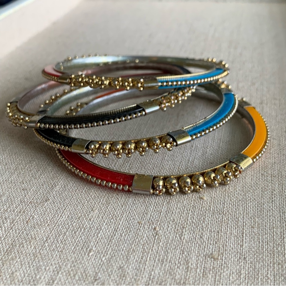 Colorful bangles gold tone